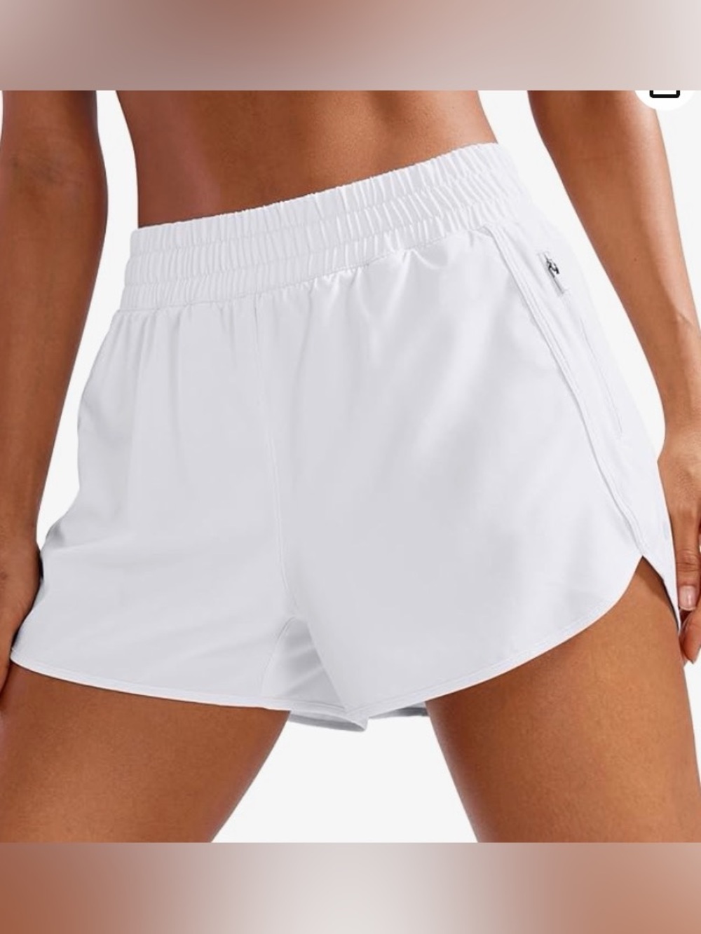 CRZ Women's White Athletic Shorts with Elastic Waist Medium